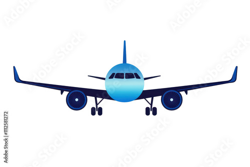 A detailed illustration of a modern aircraft ready for takeoff against a clear sky. transparent background.