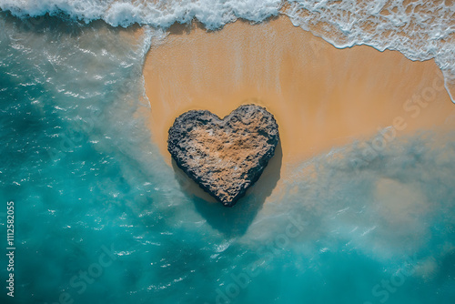 Heart shaped stones on the beach photo