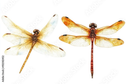 Wallpaper Mural Two dragonflies resting beside each other, a moment of peaceful coexistence Torontodigital.ca