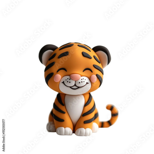 Cute and playful cartoon tiger character, perfect for children's themes and illustrations. transparent background. photo