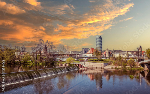 View of the Skyline from Jena in Thuringia with the Saale river photo