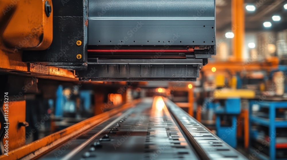High precision metal bending machine in an industrial factory setting High precision metal bending machine in an industrial factory setting