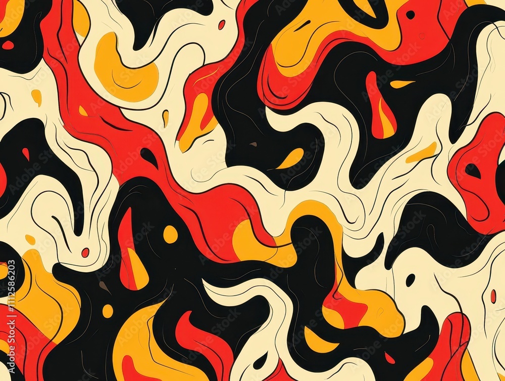 Flaming pattern graphic art with bold retro aesthetics, fiery elements with vivid shapes on a minimalist white background Flaming pattern graphic art with bold retro aesthetics, fiery elements with vivid shapes on a minimalist white background