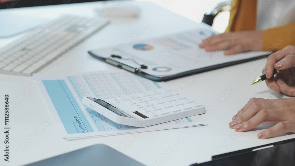 Business concept. Business people discussing the charts and graphs showing the results of their successful teamwork Business concept. Business people discussing the charts and graphs showing the results of their successful teamwork