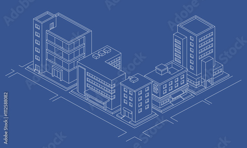 Untitled-2Outline building isometric design. Suitable for cityscape background.