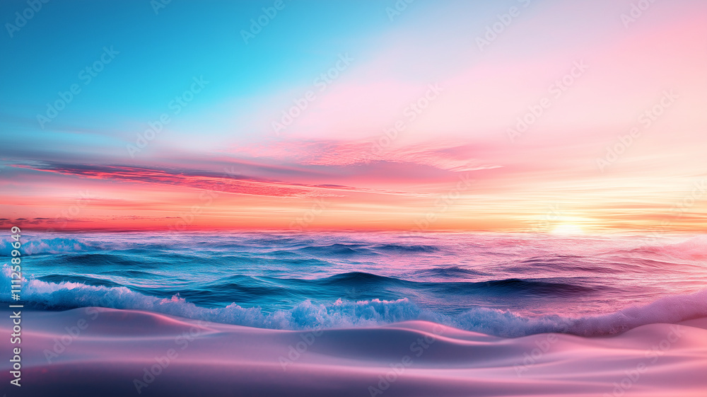 serene ocean view at sunset with vibrant colors and gentle waves serene ocean view at sunset with vibrant colors and gentle waves