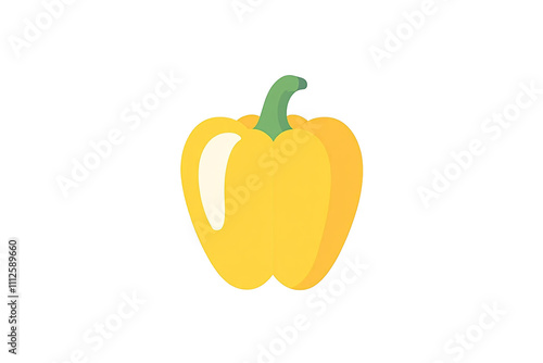 a yellow bell pepper with green stem