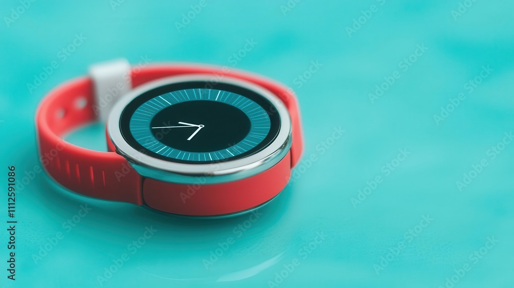 Closeup of a smart band designed for swimmers, monitoring lap count and stroke efficiency Closeup of a smart band designed for swimmers, monitoring lap count and stroke efficiency
