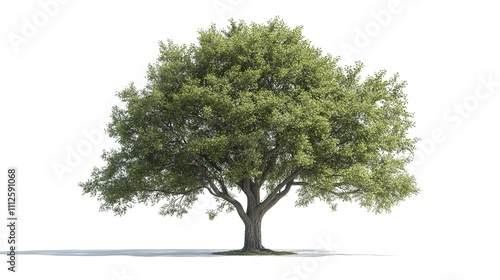 Towering Pignut Hickory Tree Isolated on White Background photo