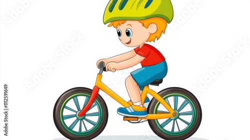 Child Riding a Bike in Fun Cartoon Style