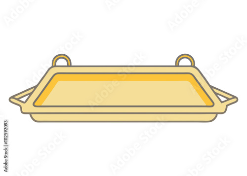 Tray with Handles Side View Vector Line Art.