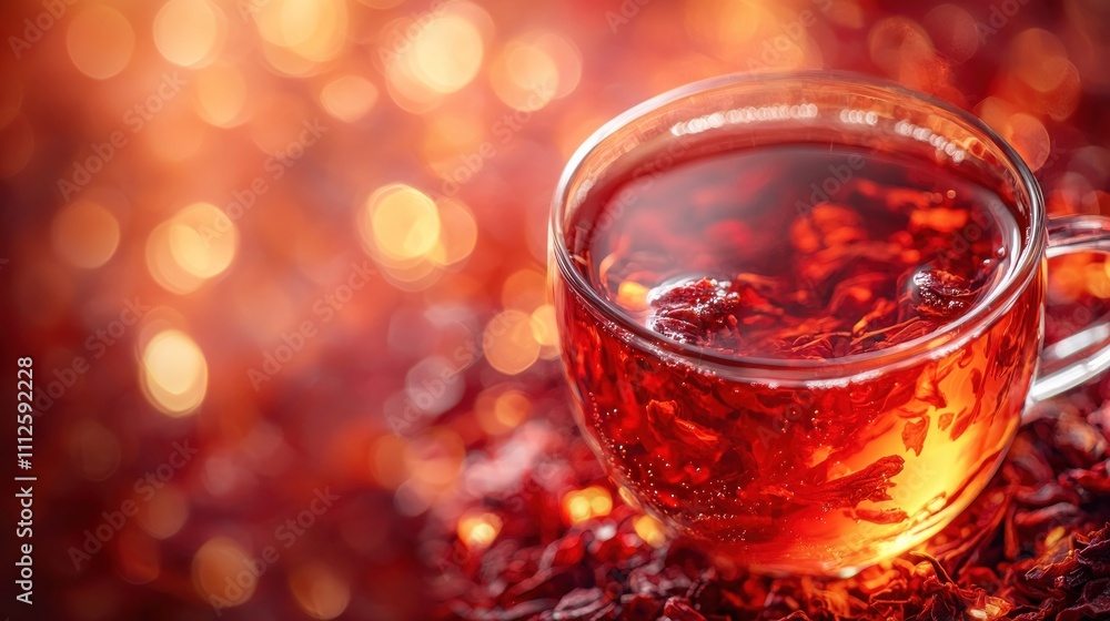 Close-Up of South African Rooibos Tea in a Transparent Glass Against a Warm Background Close-Up of South African Rooibos Tea in a Transparent Glass Against a Warm Background