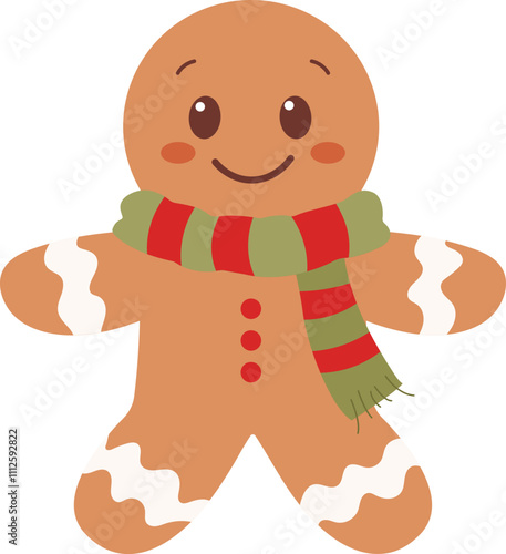 Cute gingerbread man with smile face for Christmas.