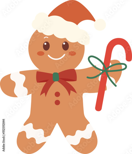 Cute gingerbread man with smile face for Christmas.