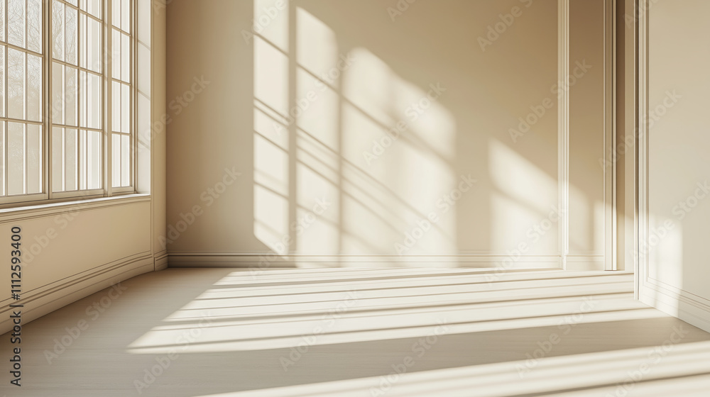 Abstract beige studio background for product presentation. Empty room with shadows and lights. Abstract beige studio background for product presentation. Empty room with shadows and lights.