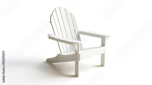  Traditional White Adirondack Chair Isolated on a White Background