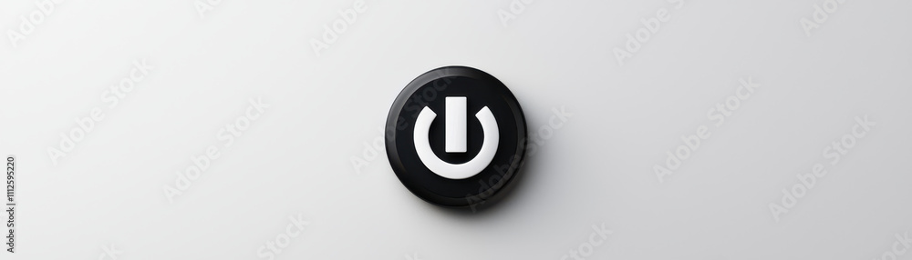 minimalist black and white icon of power button on clean background, symbolizing simplicity and modern technology minimalist black and white icon of power button on clean background, symbolizing simplicity and modern technology