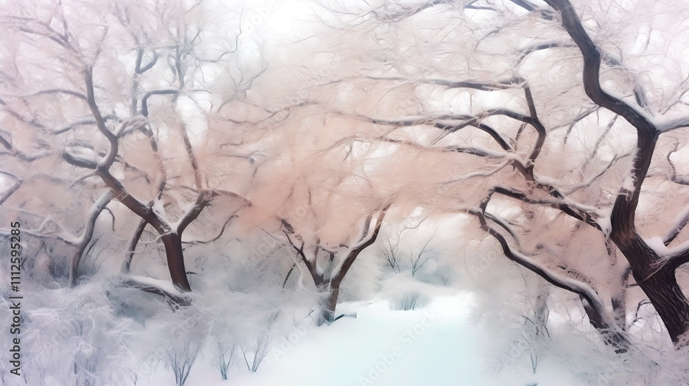 Snow Covered Trees in a Winter Wonderland Scene Snow Covered Trees in a Winter Wonderland Scene