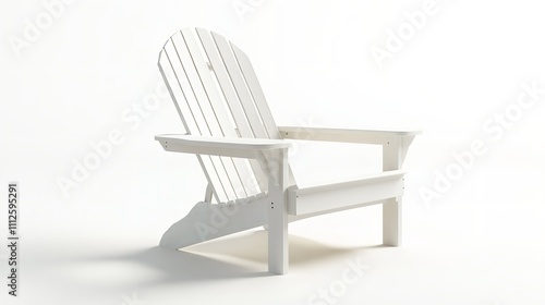  Traditional White Adirondack Chair Isolated on a White Background