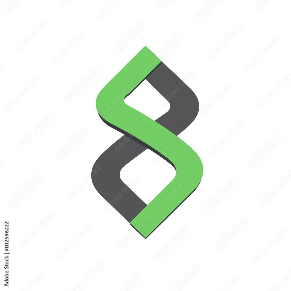 Fototapeta premium Abstract green and gray intertwined infinity symbol logo design.