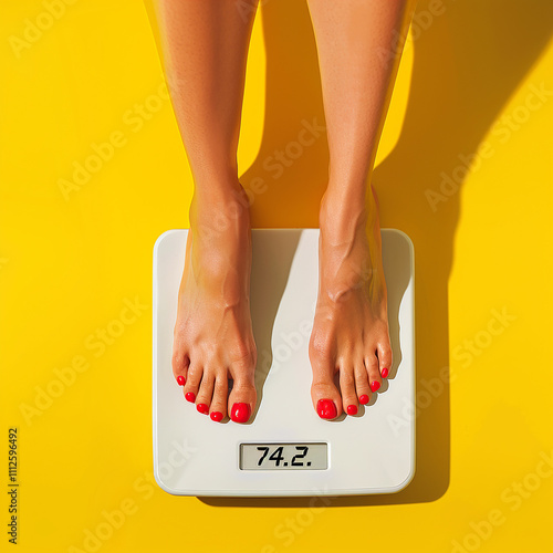 Minimalist Close-Up of Woman's Feet on a Weighing Scale

