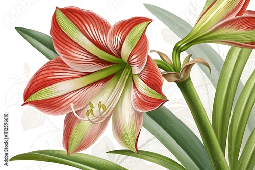 Elegant Amaryllis Flower Illustration - Botanical Art Design
 photo