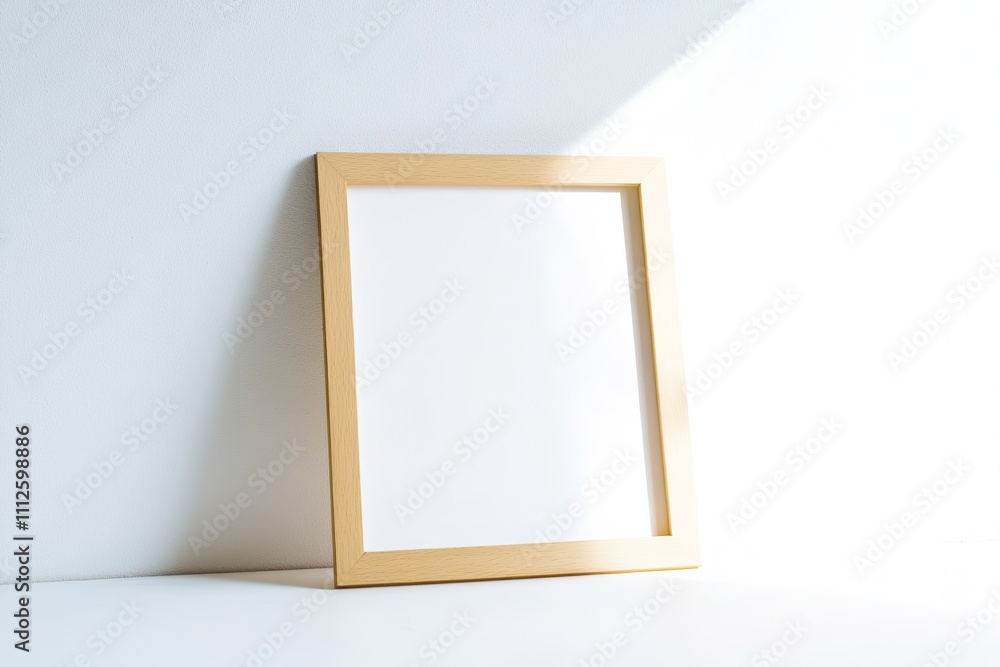 Golden frame with white copy space leaning on wall Golden frame with white copy space leaning on wall