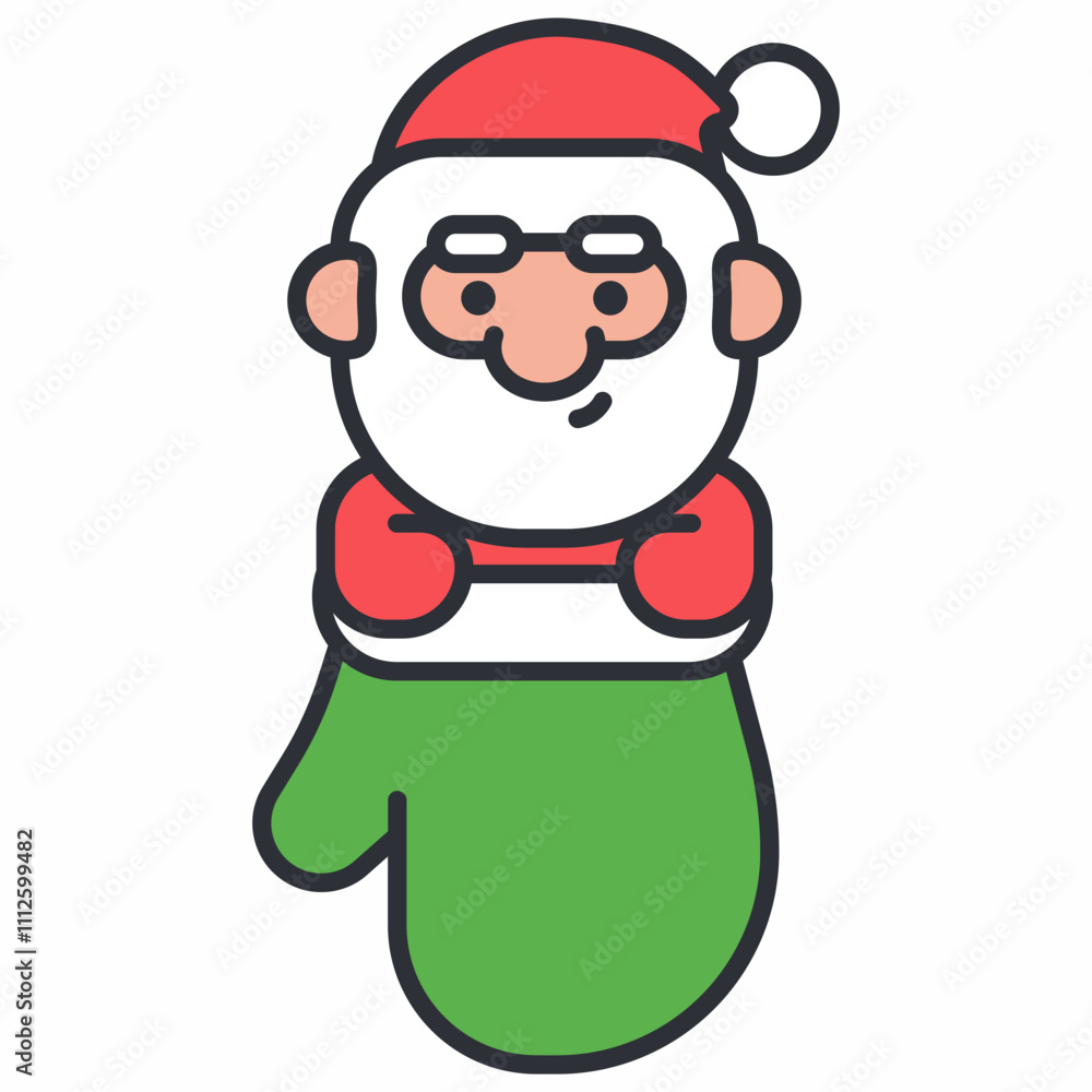 Santa Claus in mitten vector cartoon illustration isolated on a white background. Santa Claus in mitten vector cartoon illustration isolated on a white background.