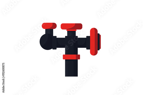 a black and red pipe with red knobs