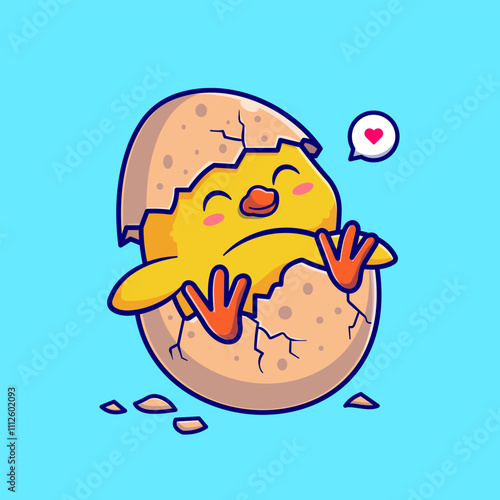 Cute Chick In Cracked Egg Cartoon Vector Icon Illustration. 
Animal Nature Icon Concept Isolated Premium Vector. Flat 
Cartoon Style 