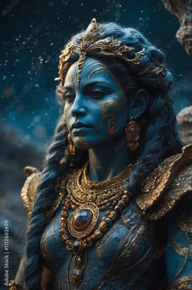 Deity representing planet earth in serene pose Deity representing planet earth in serene pose