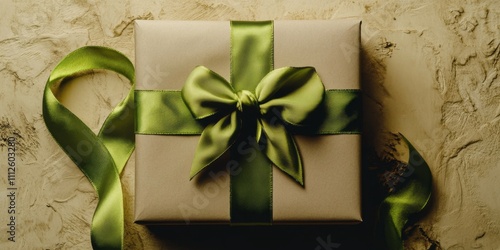 Exquisite gift box decorated with Green ribbon and bo