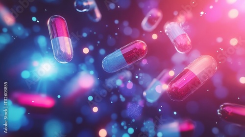 A glowing illustration of chemical compounds representing health supplements