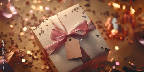 Glamorous gift box with a tag decorated with Pastel p