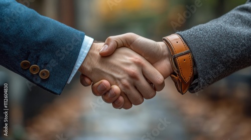 Professionals Sealing a Deal Outdoors - Trustworthy Business Handshake