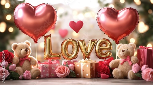 Adorable teddy bears with heartfelt gifts and love