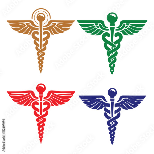 Caduceus Medical Symbol Vector Silhouette for Healthcare and Medicine, Ai generated	