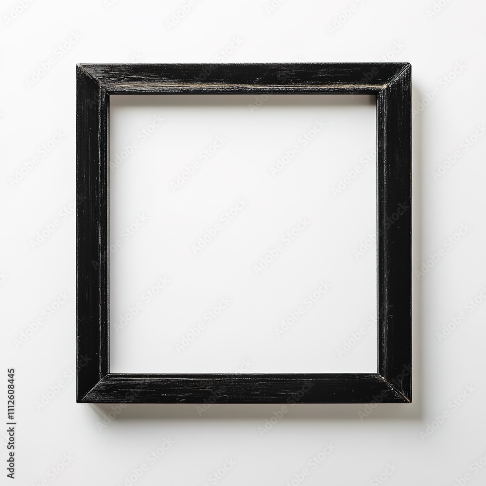 Black wooden square frame on white background Black wooden square frame on white background