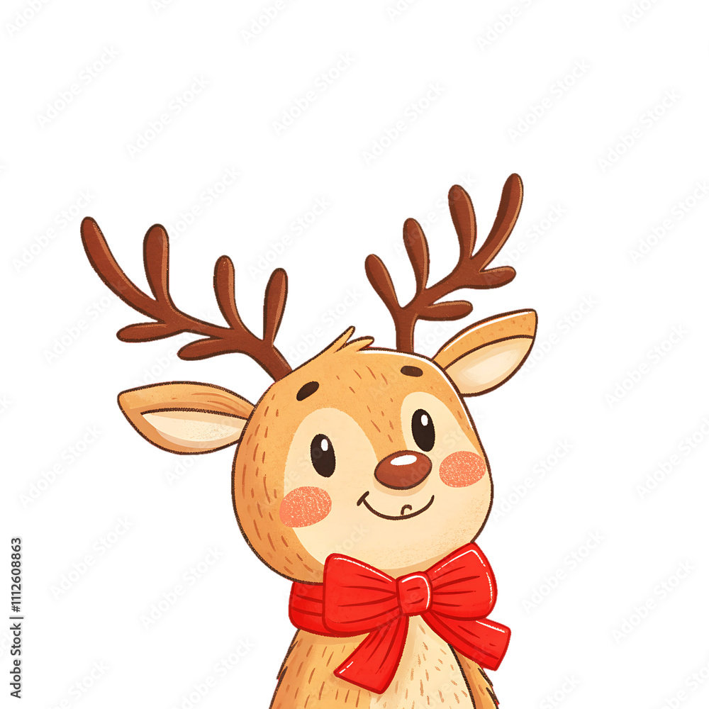 christmas reindeer with red ribbon christmas reindeer with red ribbon
