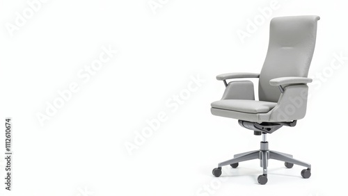 Modern swivel office chair isolated on white backdrop with ample copyspace for design purposes photo