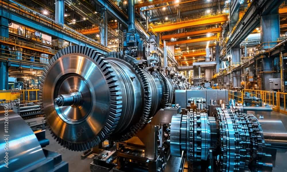 Industrial machinery in a factory setting Industrial machinery in a factory setting