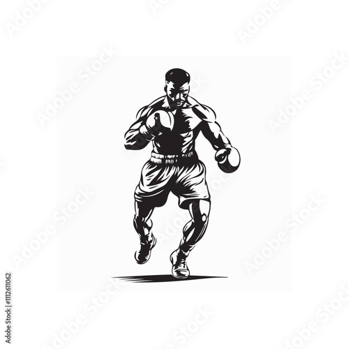 Boxer image vector. Boxer stand with pose silhouette vector