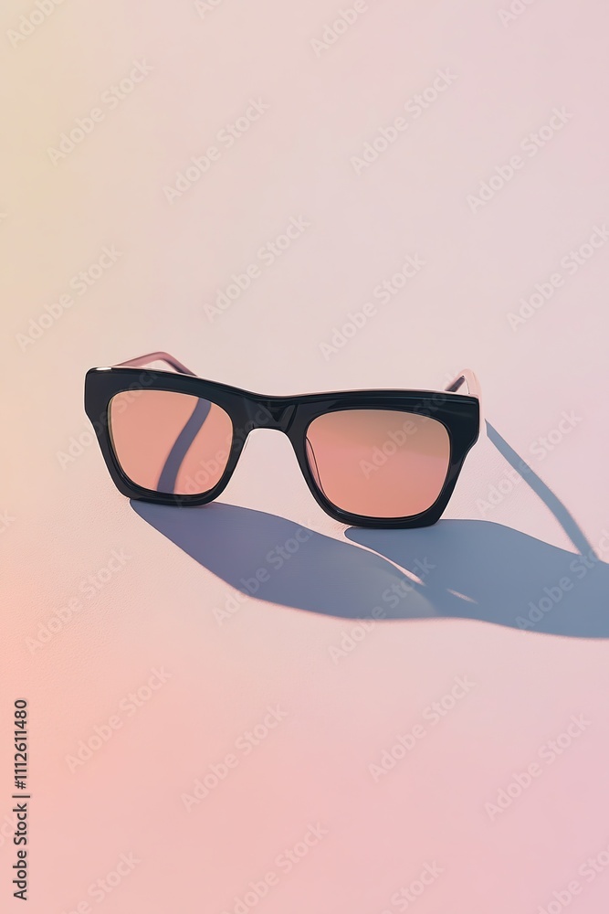 Minimalistic sunglasses with shadow on pink gradient Minimalistic sunglasses with shadow on pink gradient
