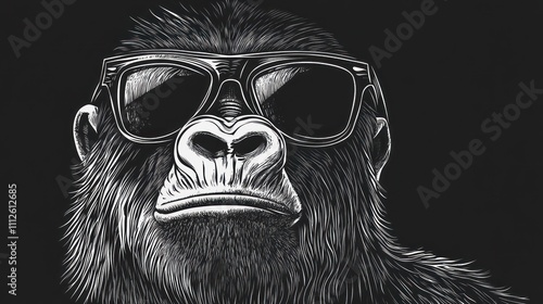 Cool Gorilla in Shades: A Monochromatic Masterpiece photo