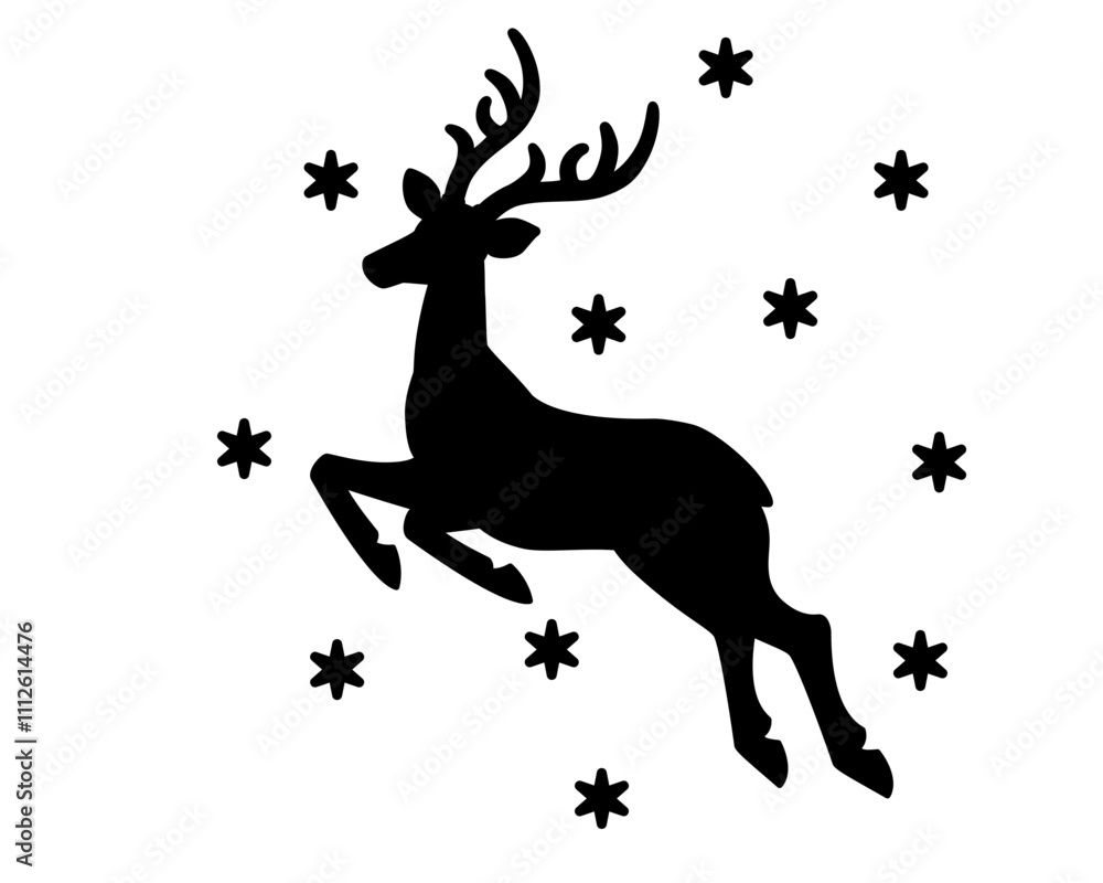 Deer and snowflakes around him stencil design for decorating gingerbread, cookies and other confectionery - vector template for cutting. Deer and snowflakes around him stencil design for decorating gingerbread, cookies and other confectionery - vector template for cutting.
