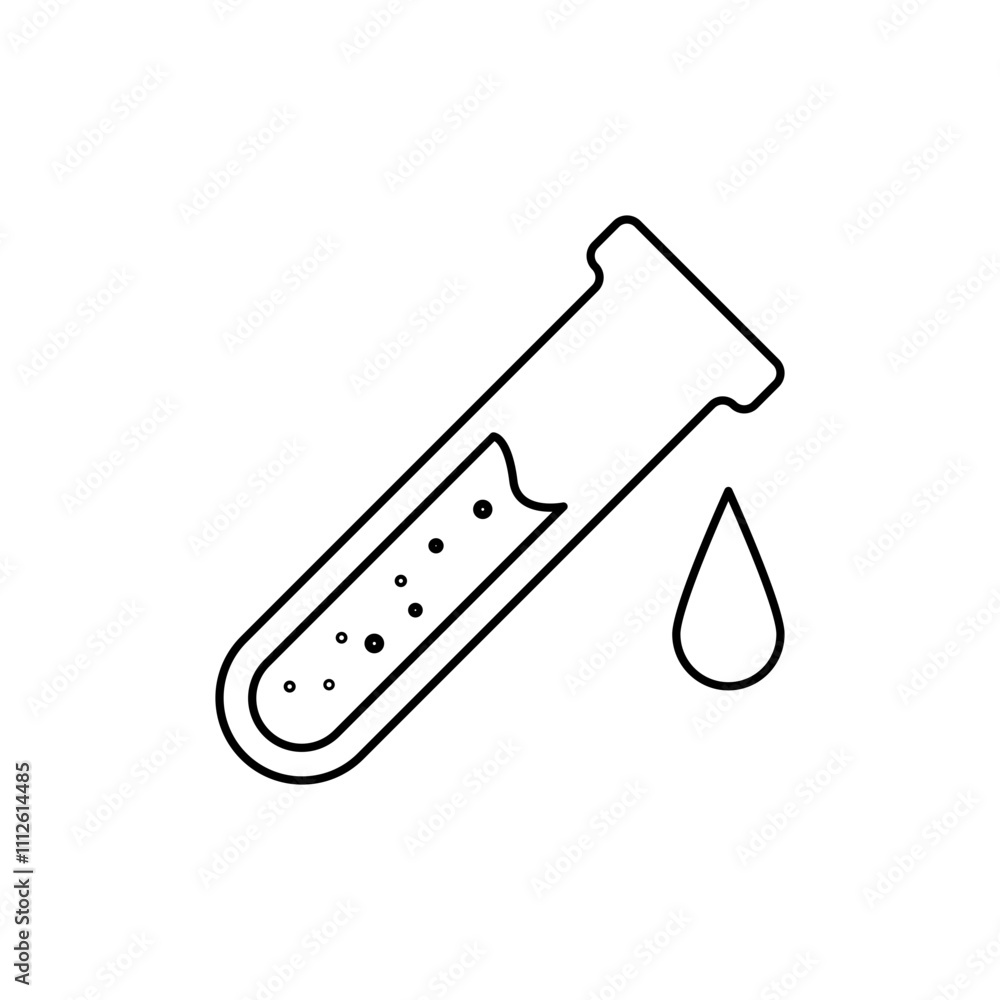 Outline icon of chemical liquid with small bottle, for Flask. Outline icon of chemical liquid with small bottle, for Flask.