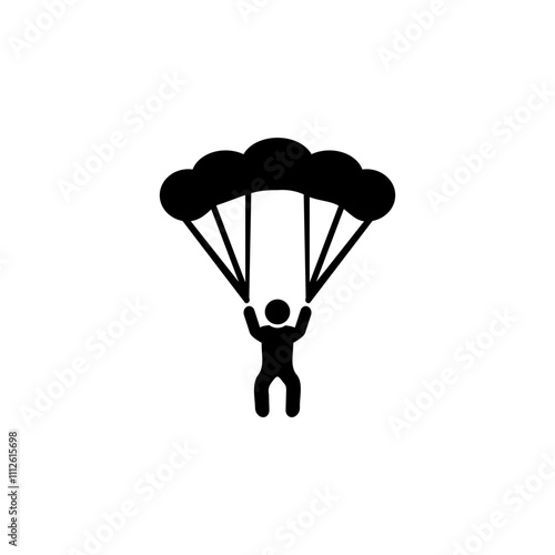 Paragliding, glider, parachute, jumping icon isolated on white background .