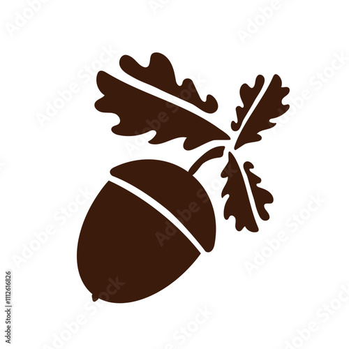 icon acorn isolated. art leaves and fruits. Vector illustration