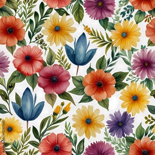 Wallpaper Mural Pattern with flowers. Wallpaper design, ornament decor, white background. Idea for print, textile, card, design. Torontodigital.ca