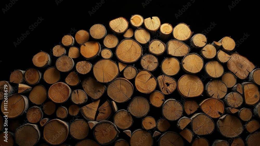 A stack of neatly arranged wooden logs with a natural texture and a rustic charm, showcasing the intricate rings and grain patterns of the wood. A stack of neatly arranged wooden logs with a natural texture and a rustic charm, showcasing the intricate rings and grain patterns of the wood.